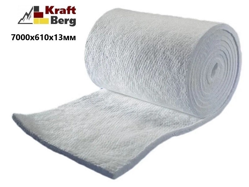 Вата каолиновая "KraftBerg" 7000ммх610ммх13мм огнеупорное одеяло для теплоизоляции фото 1